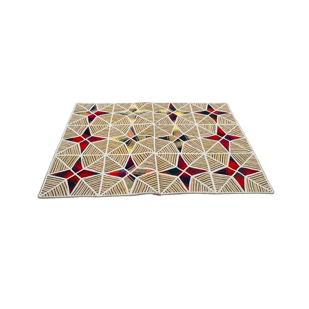 Handgeknüpfter Patchwork Teppich Sternen-Muster, Unikat – Ansicht 4