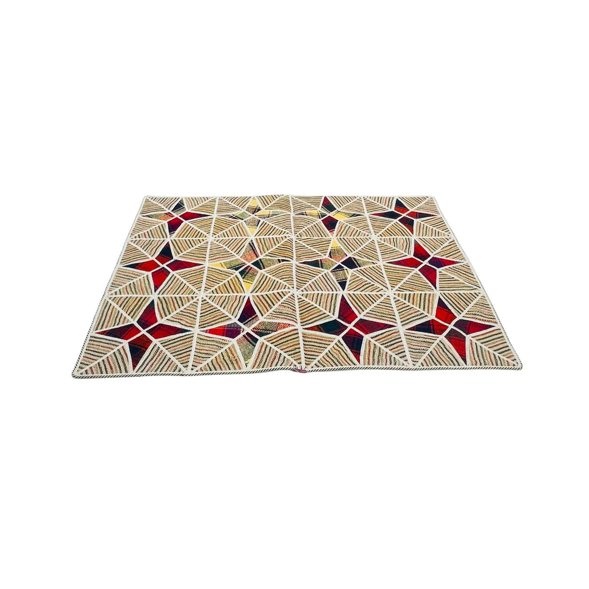 Handgeknüpfter Patchwork Teppich Sternen-Muster, Unikat – Ansicht 4