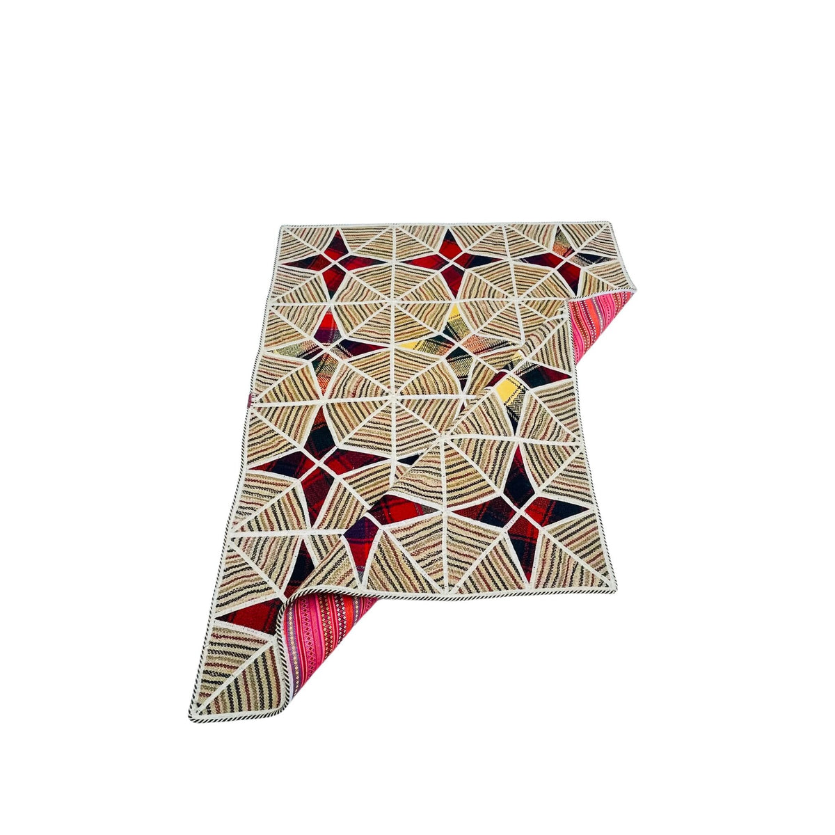 Handgeknüpfter Patchwork Teppich Sternen-Muster, Unikat – Ansicht 5