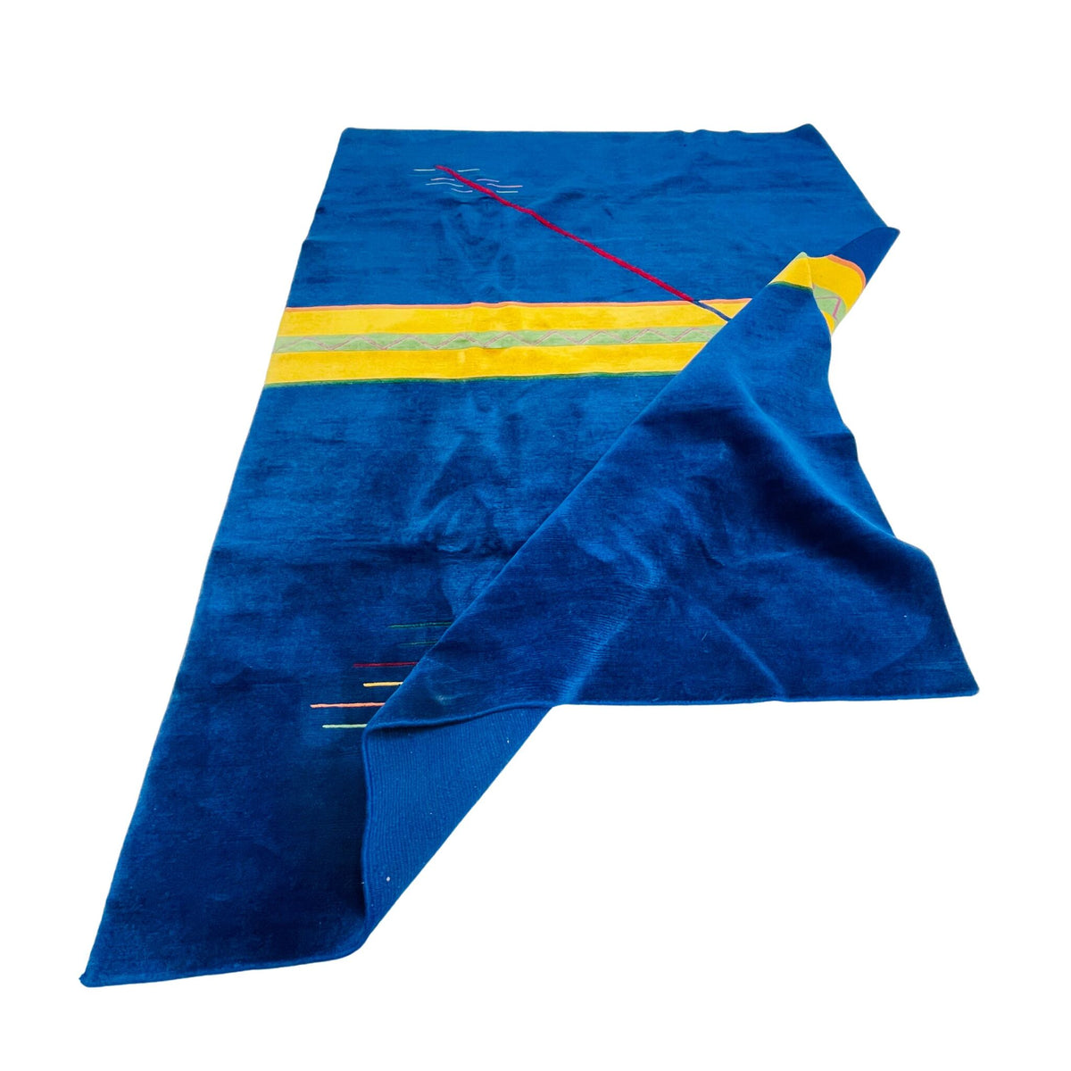 Nepal Teppich B-Ware Blau Gelb, handgeknüpftes Unikat – Ansicht 5