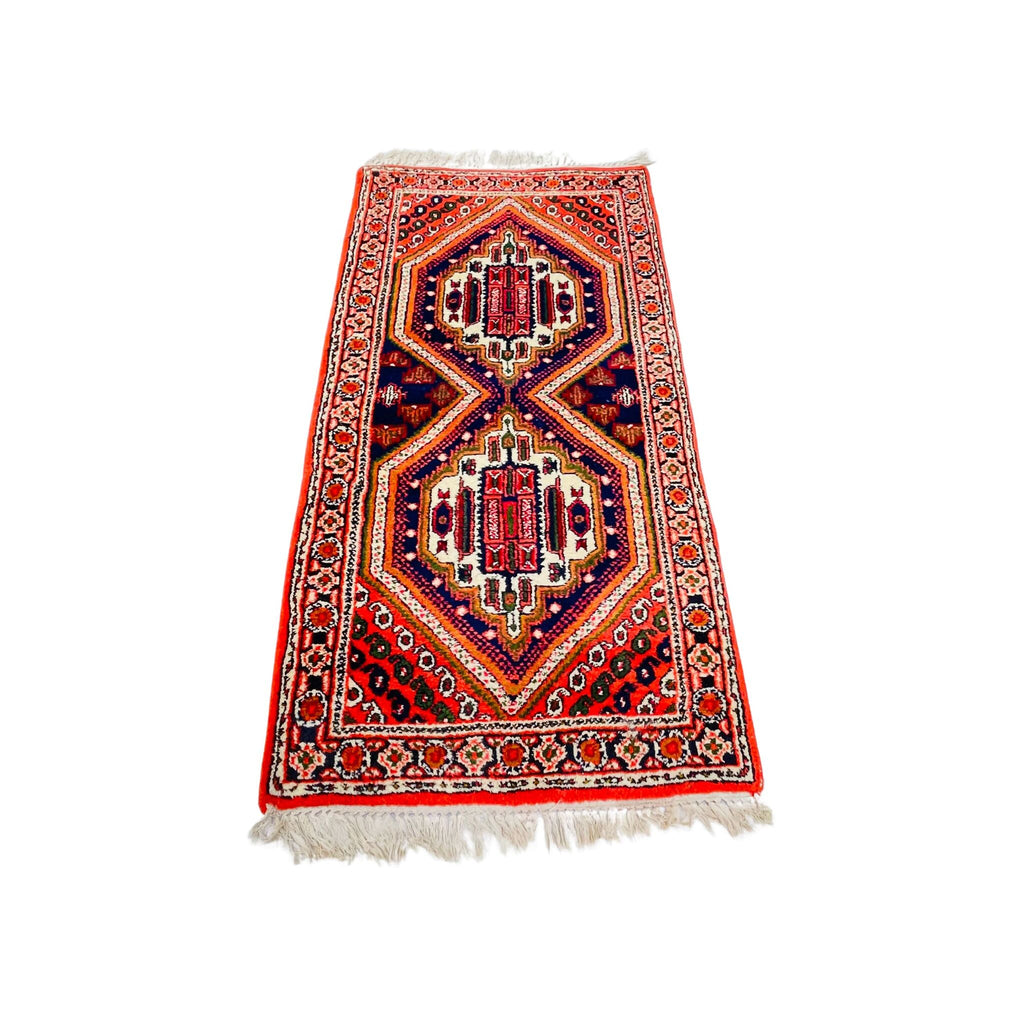Indo Teppich B-Ware mit Fehlern Blau, 130 × 65 cm (4,3 × 2,1 ft), handgeknüpftes Unikat