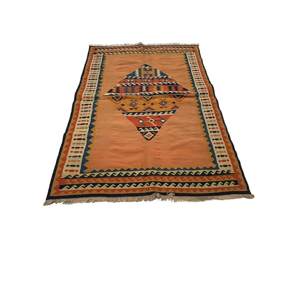 Kelim Teppich Terracotta Medaillon, handgewebtes Unikat – Ansicht 3
