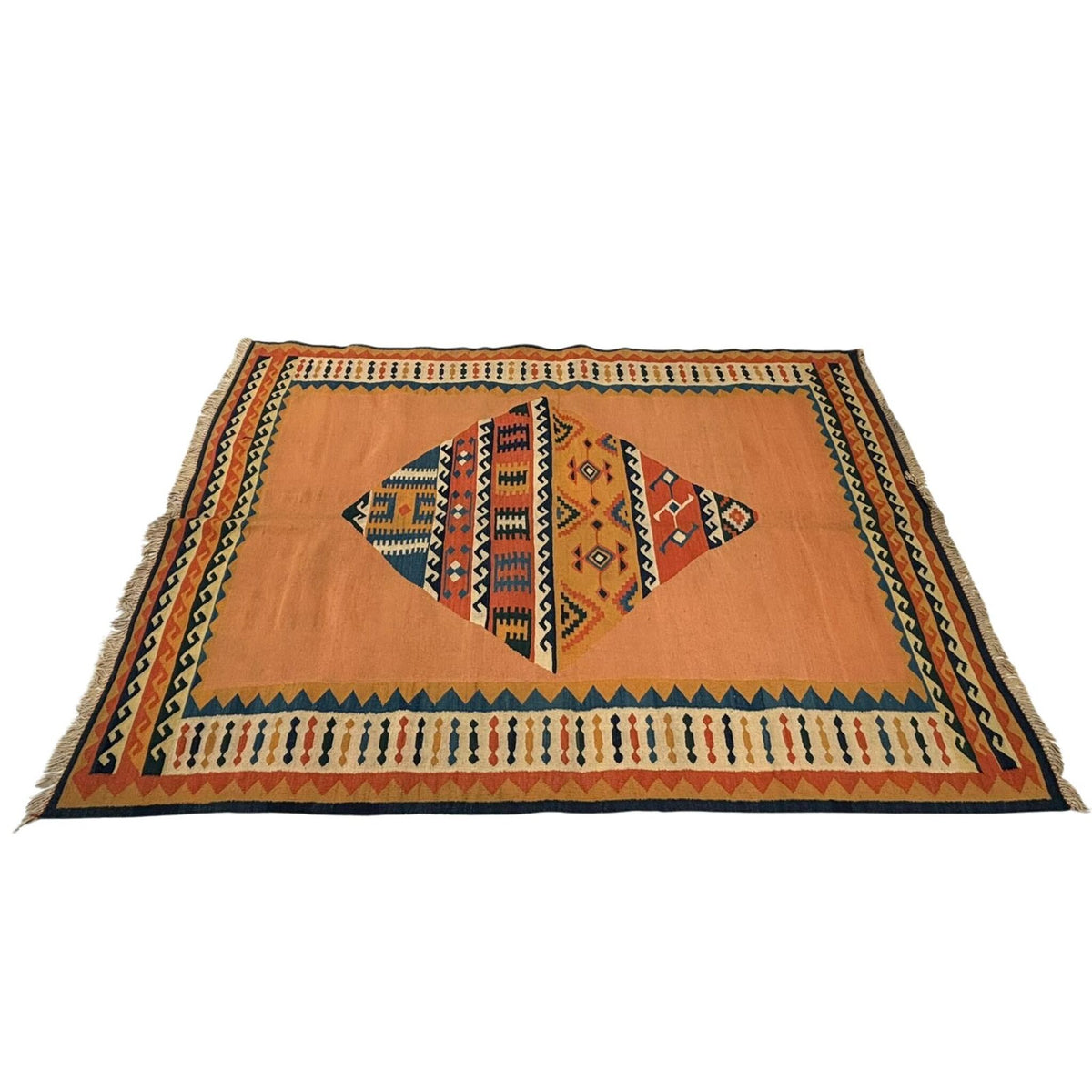 Kelim Teppich Terracotta Medaillon, handgewebtes Unikat – Ansicht 5
