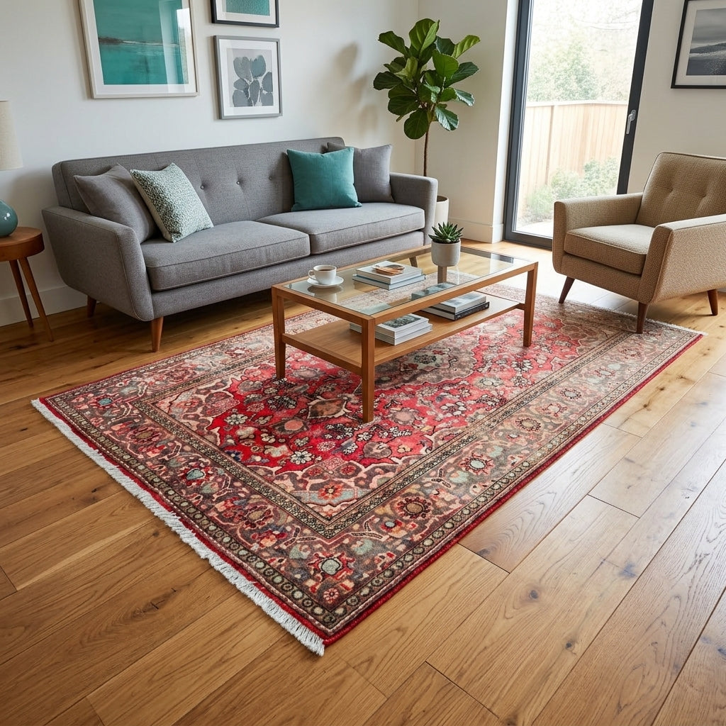 Orientteppich Rosé Beige Medaillon, handgeknüpftes Unikat – Ansicht 2