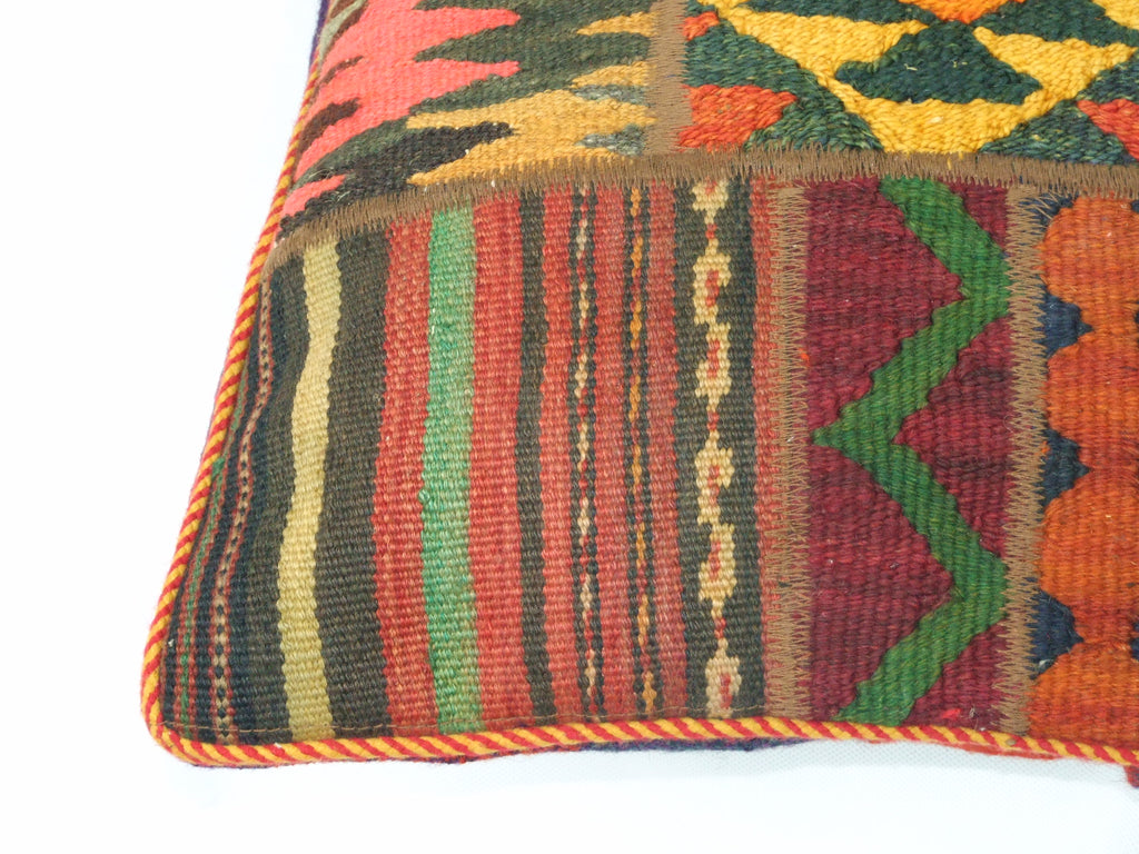Patchwork Kelim Kissenhülle Rauten Streifen, handgewebtes Unikat – Ansicht 4