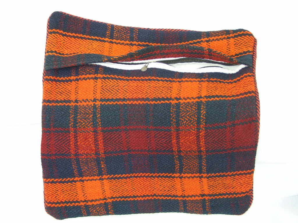 Patchwork Kelim Kissenhülle Orange Rot Blau, handgewebtes Unikat – Ansicht 6