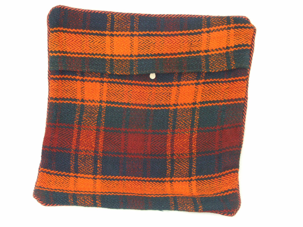 Patchwork Kelim Kissenhülle Orange Rot Blau, handgewebtes Unikat – Ansicht 4