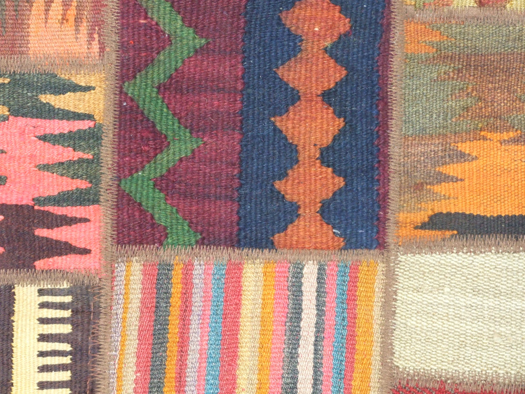 Patchwork Kelim Kissenhülle Erdtöne Pink, handgewebtes Unikat – Ansicht 3