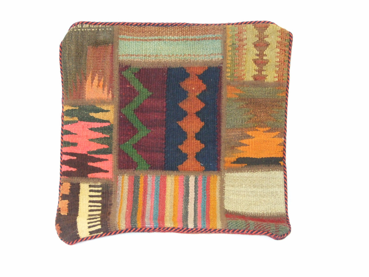 Patchwork Kelim Kissenhülle Erdtöne Pink, handgewebtes Unikat – Ansicht 2