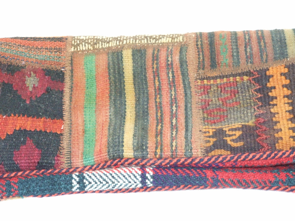 Patchwork Kelim Kissenhülle Erdtöne Rot, handgewebtes Unikat – Ansicht 9