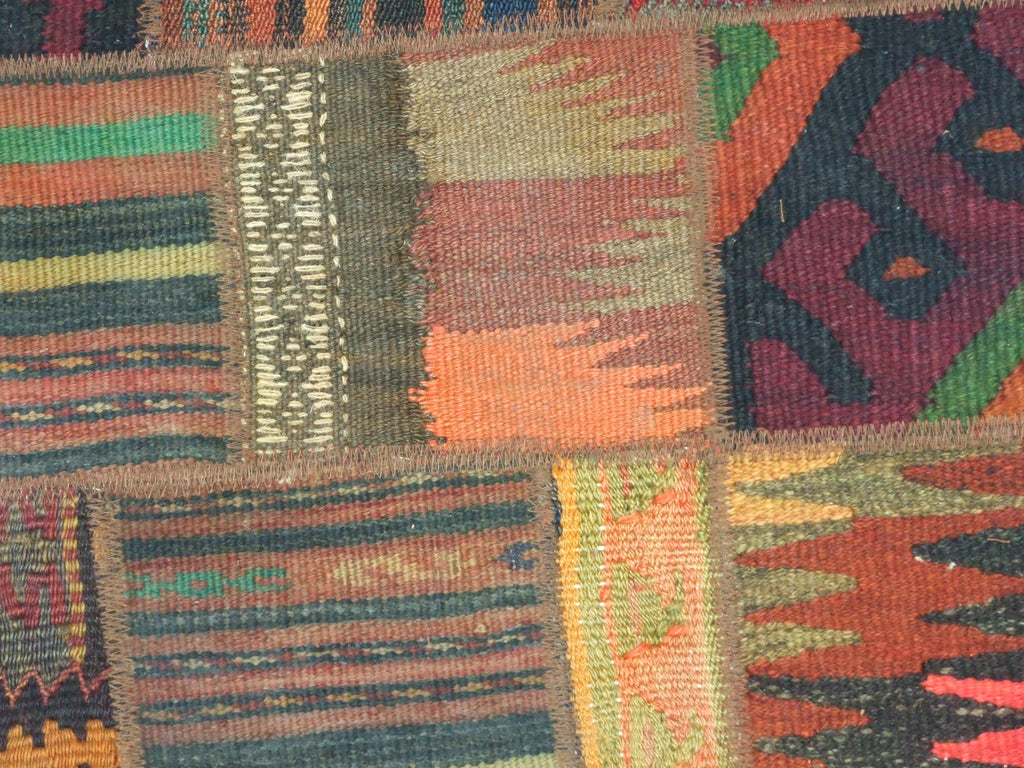 Patchwork Kelim Kissenhülle Erdtöne Rot, handgewebtes Unikat – Ansicht 8