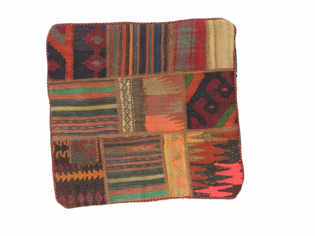 Patchwork Kelim Kissenhülle Erdtöne Rot, handgewebtes Unikat – Ansicht 4