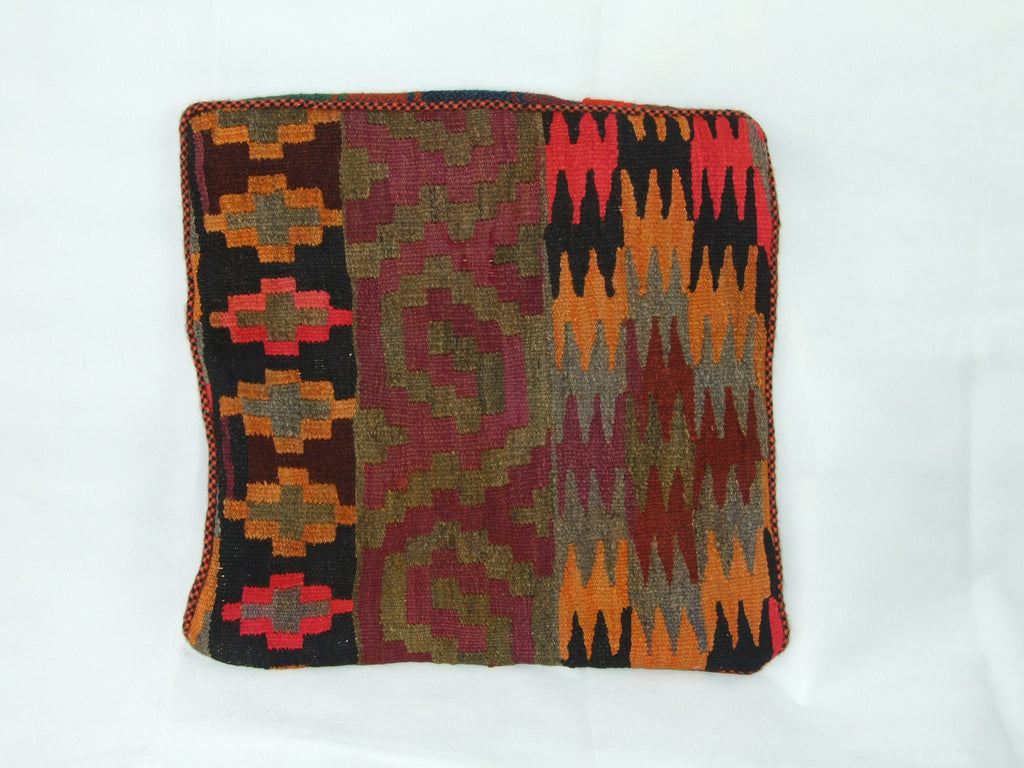 Kelim Kissenhülle Patchwork Rot Orange, handgewebtes Unikat – Ansicht 4