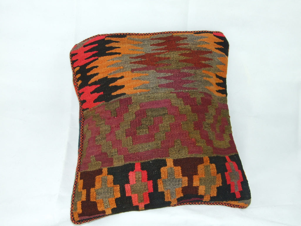 Kelim Kissenhülle Patchwork Rot Orange, handgewebtes Unikat – Ansicht 6