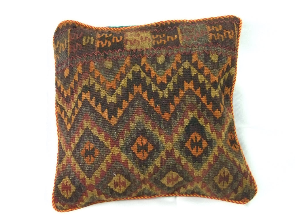 Kelim Kissenhülle Rautenmuster Braun, 50 × 50 cm (1,6 × 1,6 ft), handgewebtes Unikat