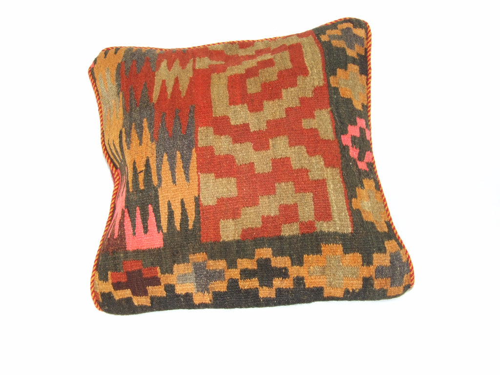 Kelim Kissenhülle Patchwork Labyrinth, 50 × 50 cm (1,6 × 1,6 ft), handgewebtes Unikat