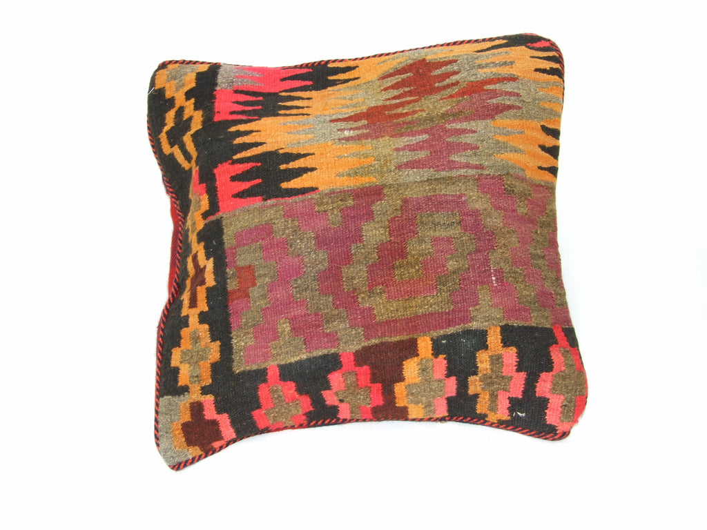 Kelim Kissenhülle Patchwork Beere Pink, 50 × 50 cm (1,6 × 1,6 ft), handgewebtes Unikat