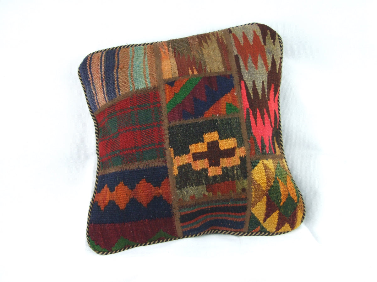Patchwork Kelim Kissenhülle Kreuzmotiv, handgewebtes Unikat – Ansicht 3