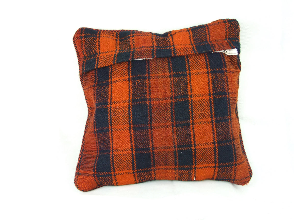 Patchwork Kelim Kissenhülle Erdtöne Orange, handgewebtes Unikat – Ansicht 6