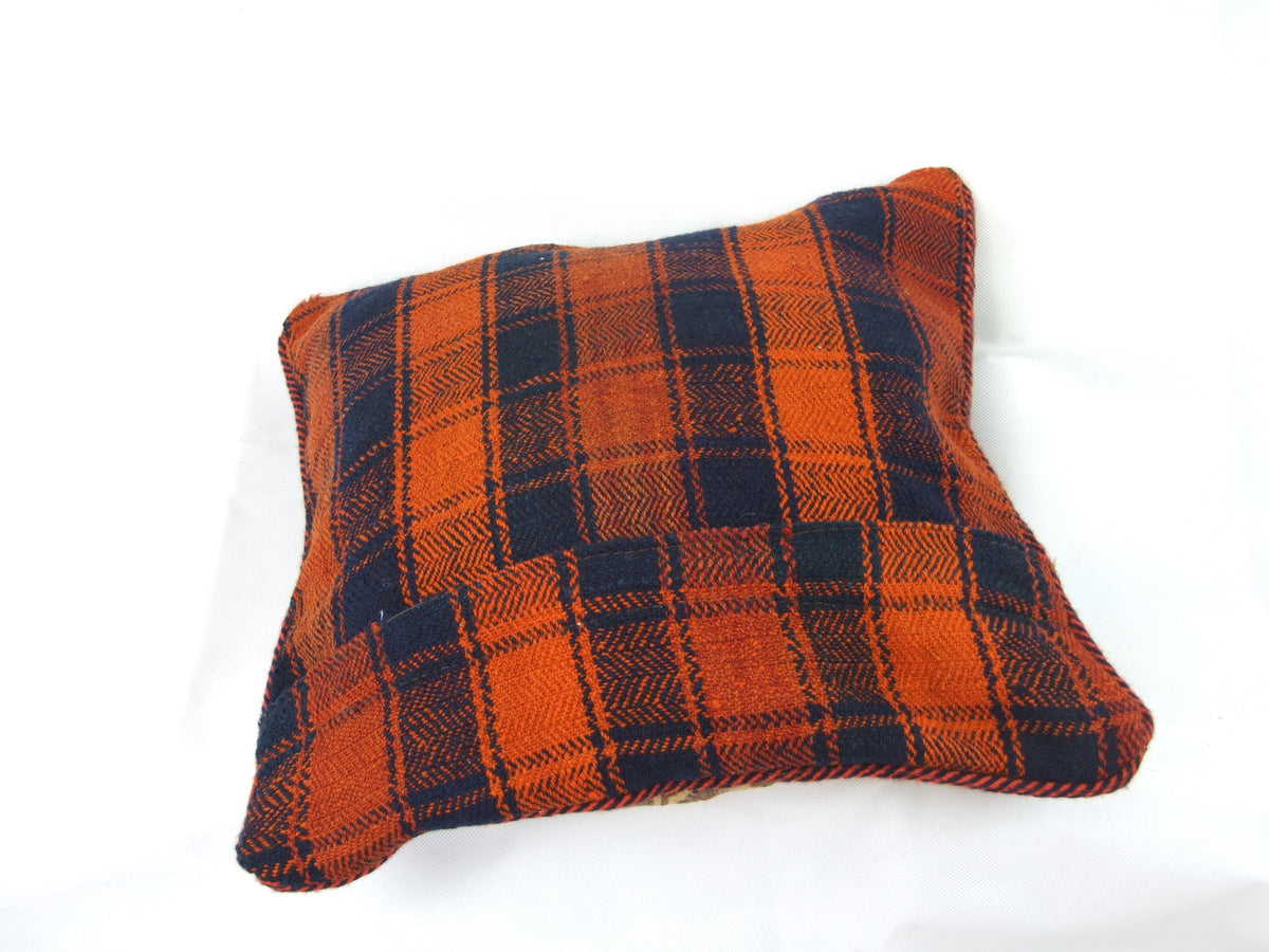 Patchwork Kelim Kissenhülle Erdtöne Orange, handgewebtes Unikat – Ansicht 7