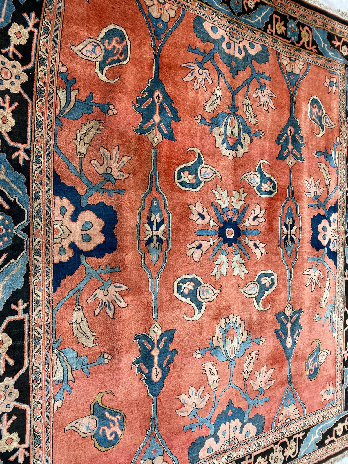 Großer Orientteppich Rot Blüten, handgeknüpftes Unikat – Ansicht 11