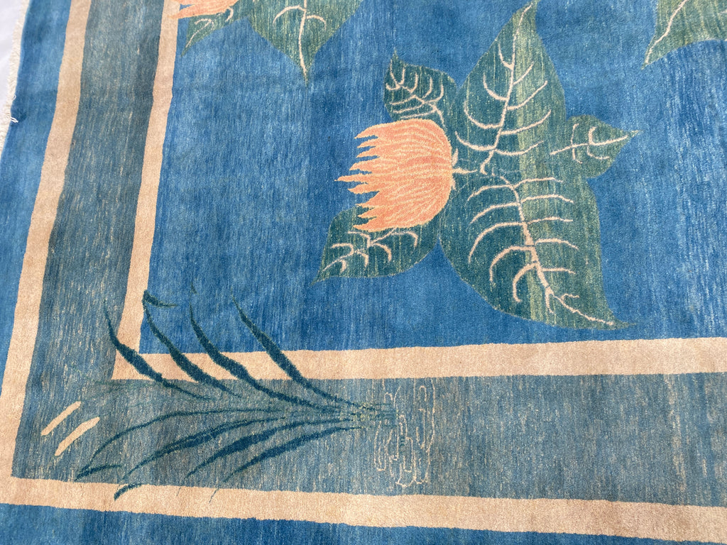 Großer Orientteppich Blau florale Motive, handgeknüpftes Unikat – Ansicht 20