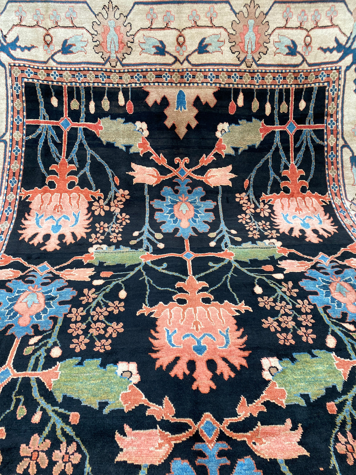 Großer Orientteppich Blau florale Motive, handgeknüpftes Unikat – Ansicht 14