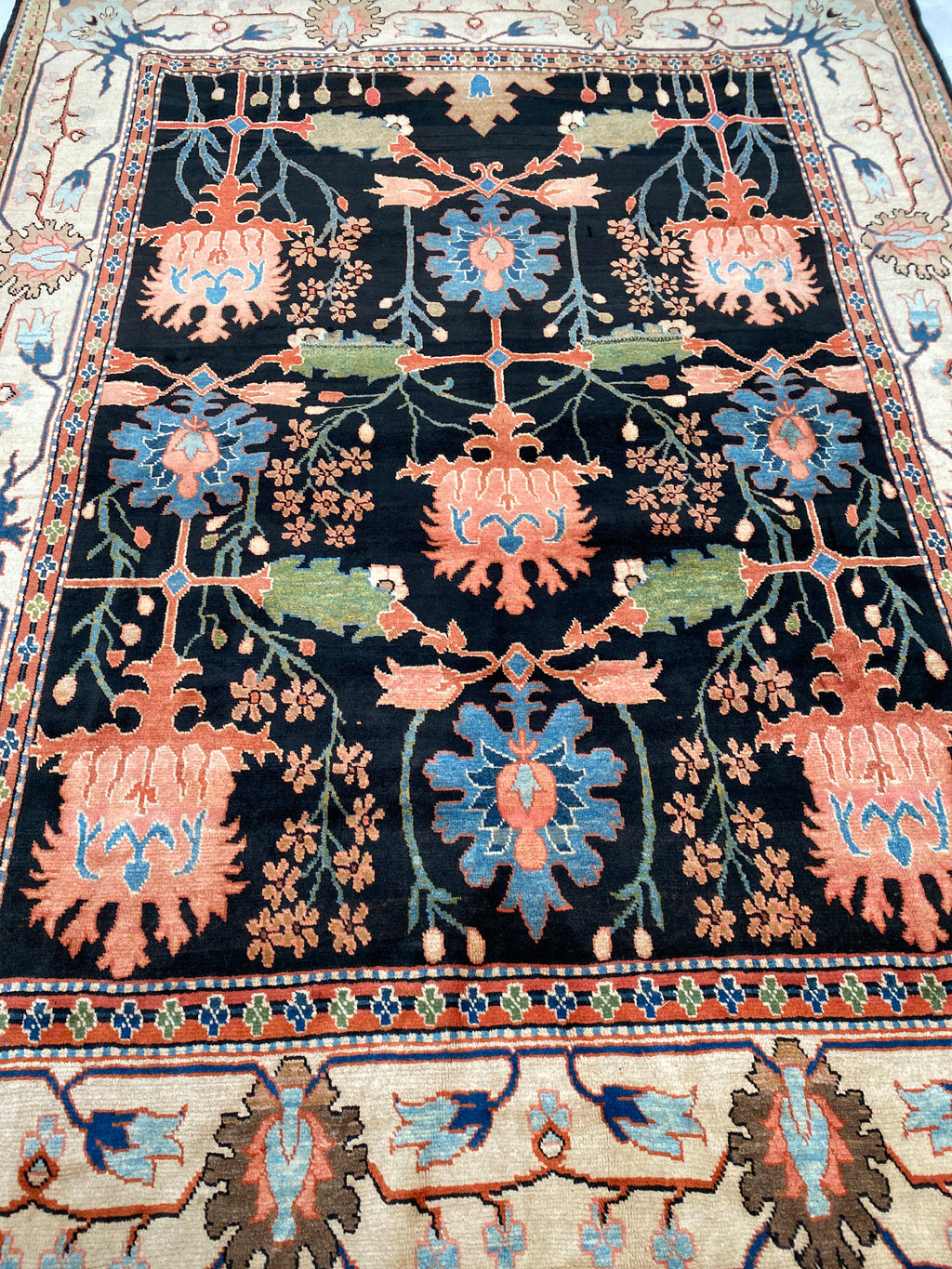 Großer Orientteppich Blau florale Motive, handgeknüpftes Unikat – Ansicht 11