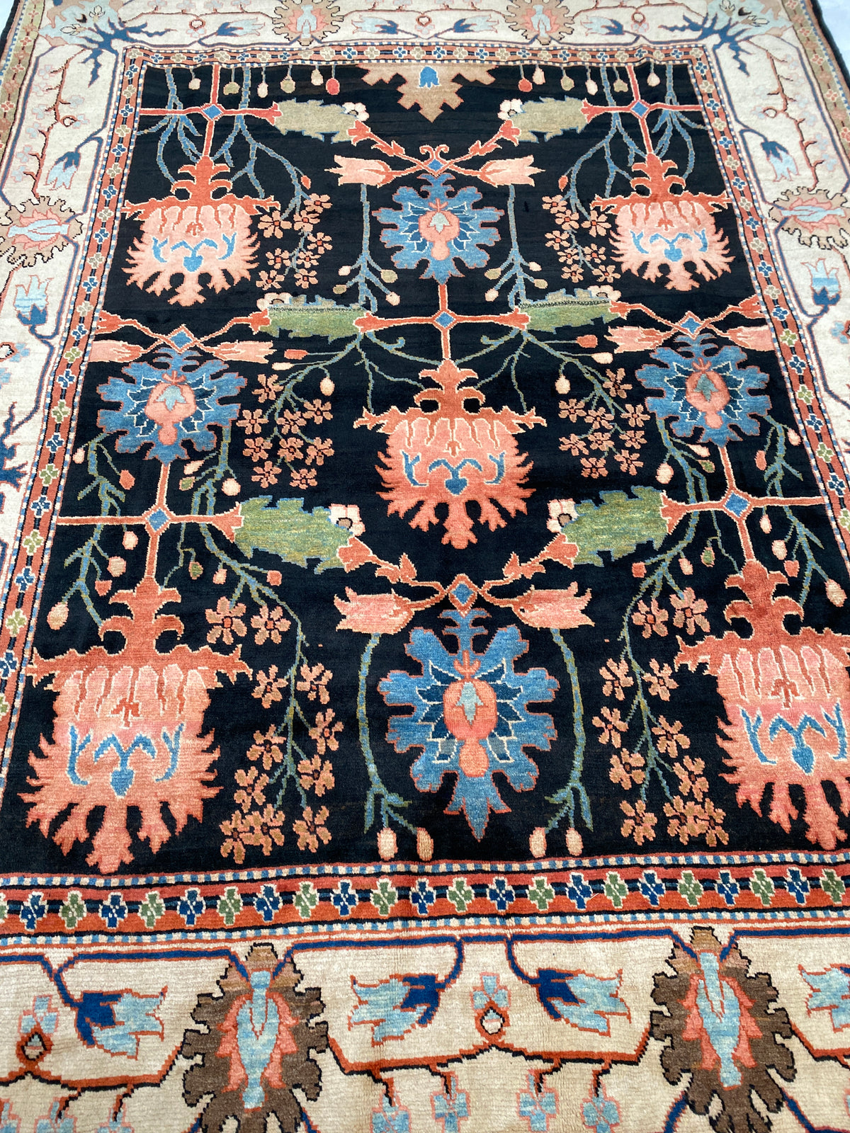 Großer Orientteppich Blau florale Motive, handgeknüpftes Unikat – Ansicht 11