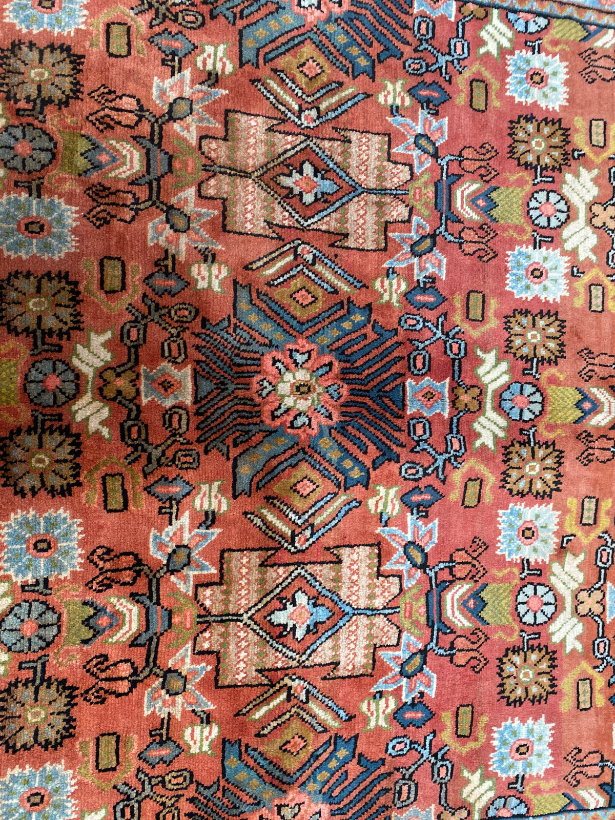 Großer Orientteppich Rot Ornamente, 407 × 210 cm, handgeknüpftes Unikat – Ansicht 9