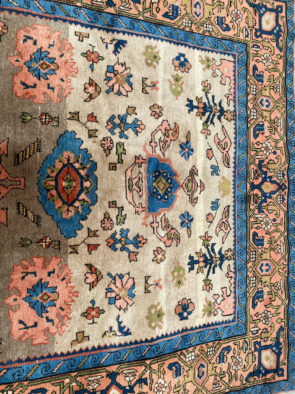 Großer Orientteppich Beige blaue Ornamente, handgeknüpftes Unikat – Ansicht 11