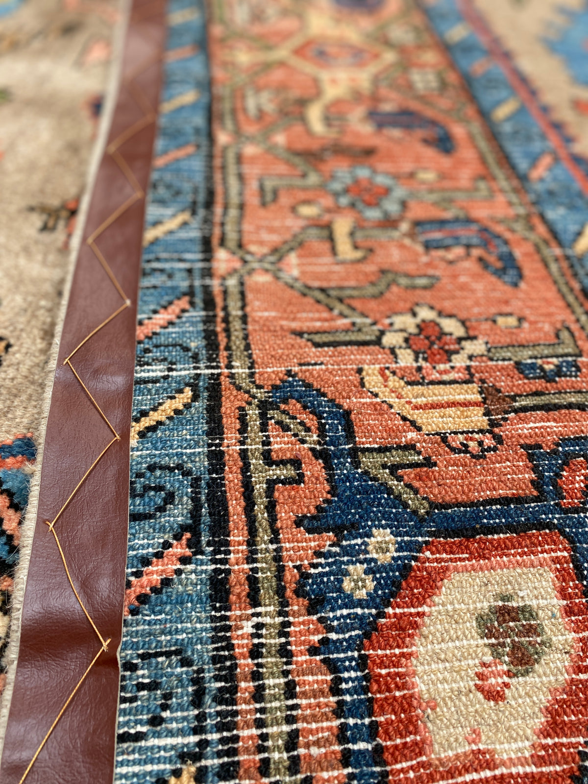 Großer Orientteppich Beige blaue Ornamente, handgeknüpftes Unikat – Ansicht 13