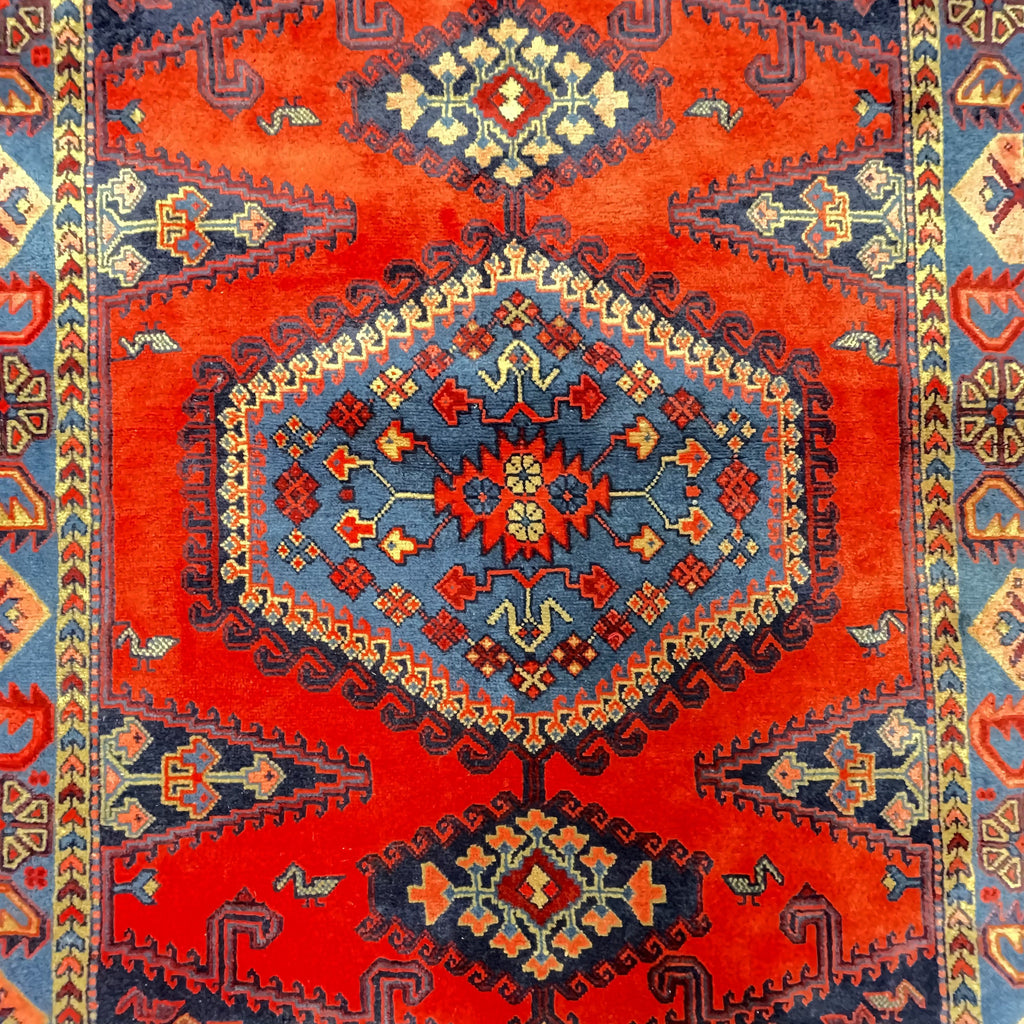 Orientteppich Rot Blau Medaillon, handgeknüpftes Unikat – Ansicht 6