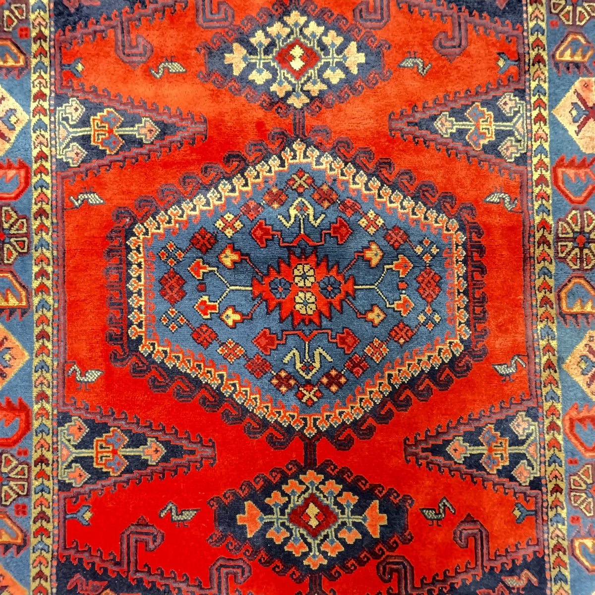 Orientteppich Rot Blau Medaillon, handgeknüpftes Unikat – Ansicht 6