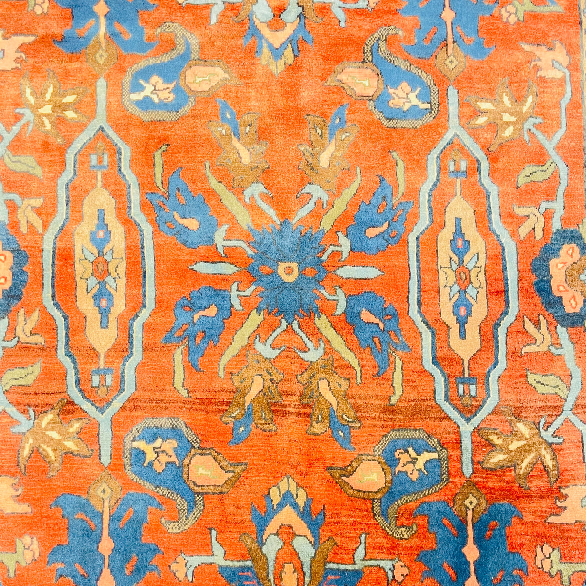 Orientteppich Terracotta Blau Palmetten, handgeknüpftes Unikat – Ansicht 6