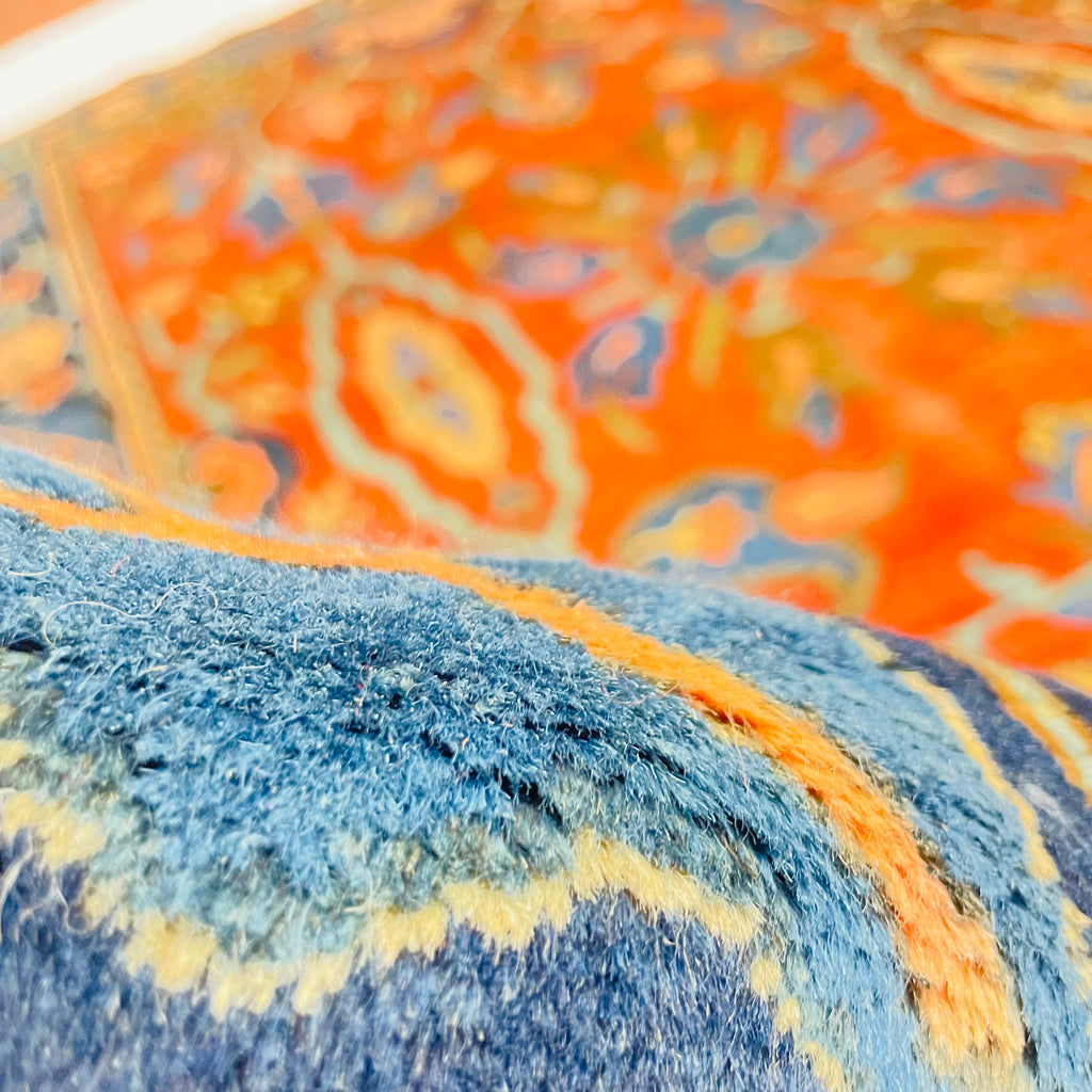 Orientteppich Terracotta Blau Palmetten, handgeknüpftes Unikat – Ansicht 7