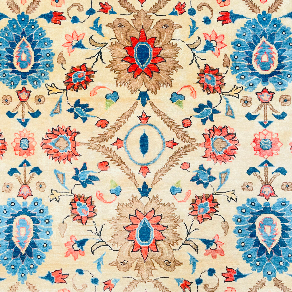 Orientteppich Beige Blau Palmetten, handgeknüpftes Unikat – Ansicht 6