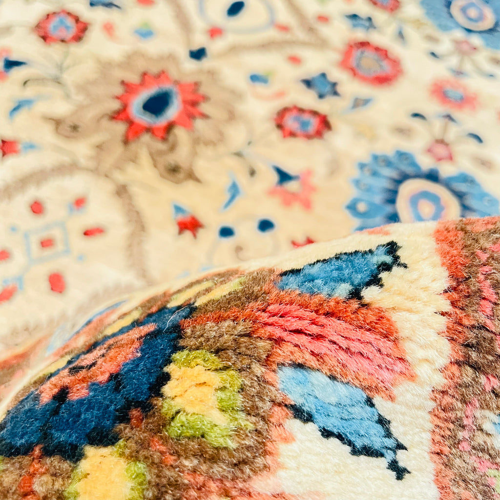 Orientteppich Beige Blau Palmetten, handgeknüpftes Unikat – Ansicht 7