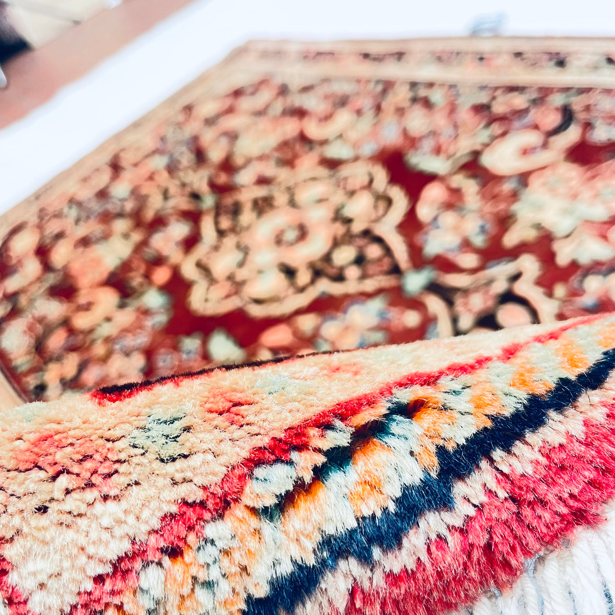 Orientteppich Rot Beige Medaillon, handgeknüpftes Unikat – Ansicht 8