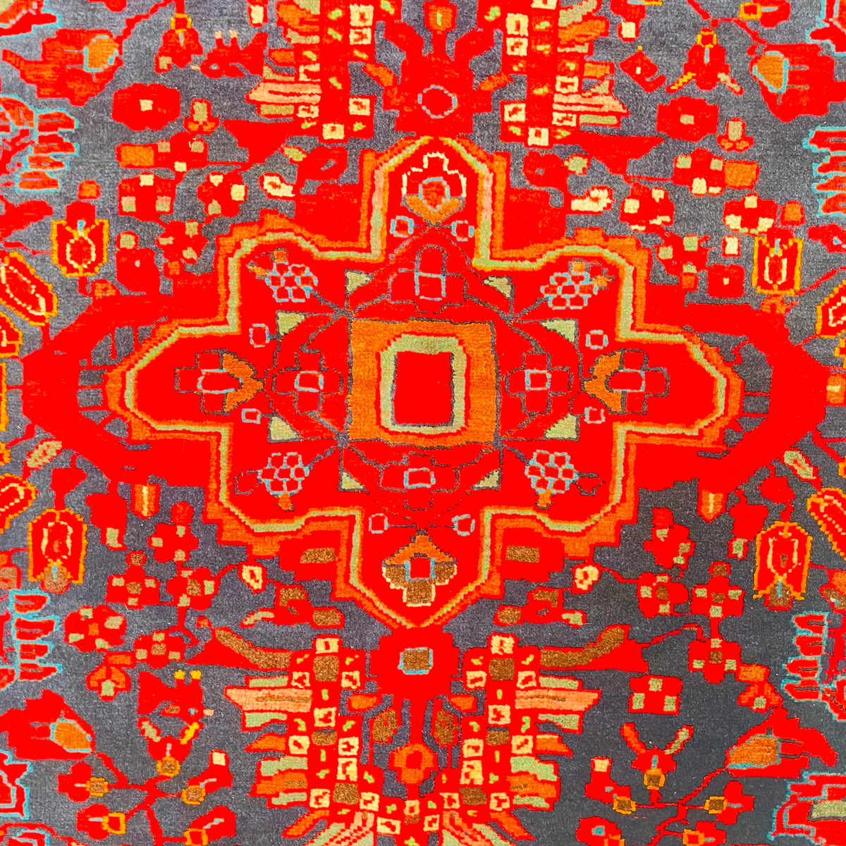 Orientteppich Rot Blau Stern-Medaillon, handgeknüpftes Unikat – Ansicht 6