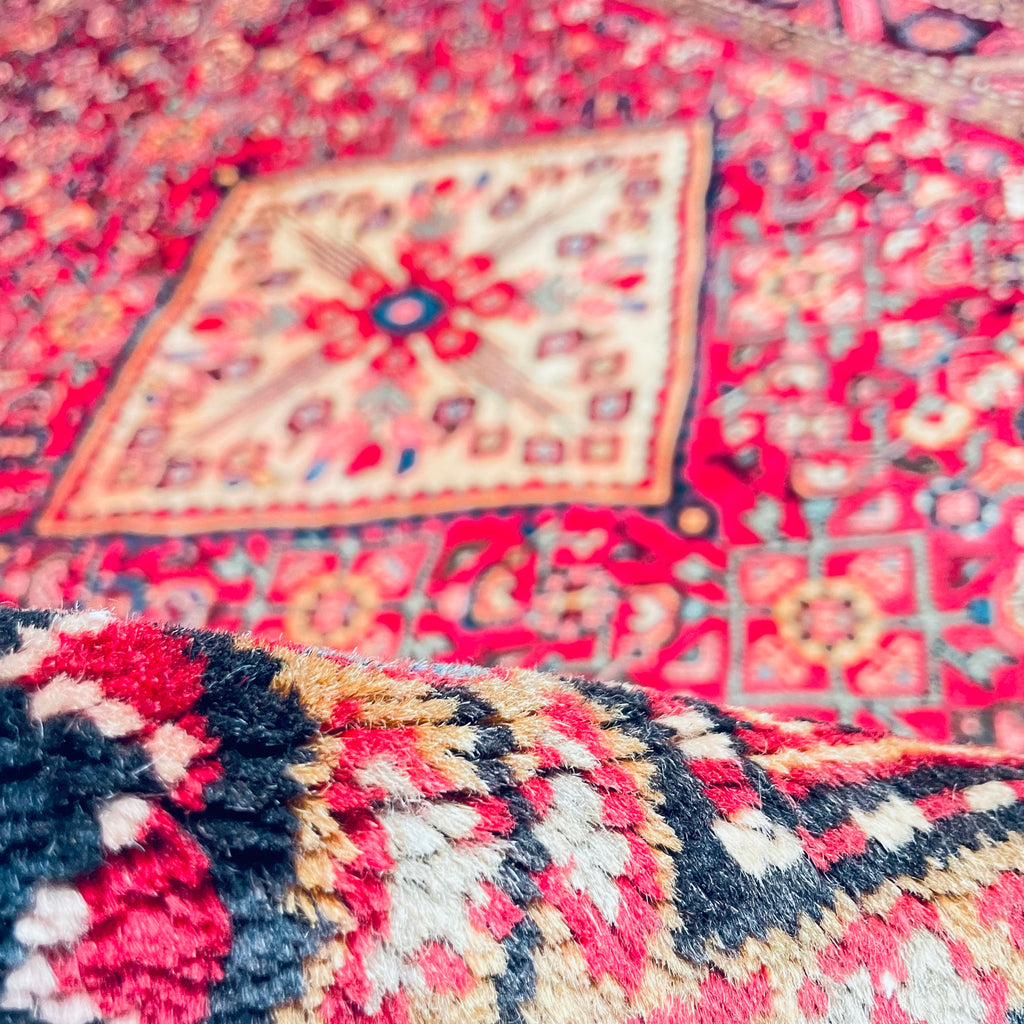 Orientteppich Rot Weiß Rauten-Medaillon, handgeknüpftes Unikat – Ansicht 7