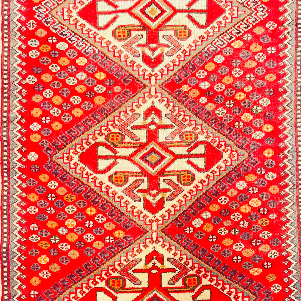 Orientteppich Rot Creme Rauten-Medaillons, handgeknüpftes Unikat – Ansicht 6