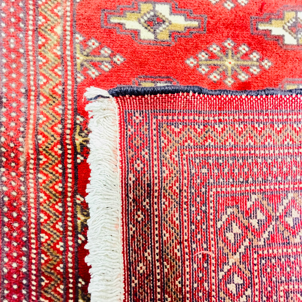Buchara Orientteppich Rot Geometrisch, handgeknüpftes Unikat – Ansicht 9