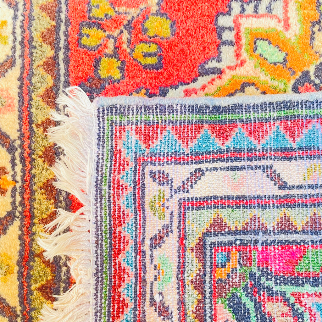 Orientteppich Klein Rot Blüten Medaillon, handgeknüpftes Unikat – Ansicht 9