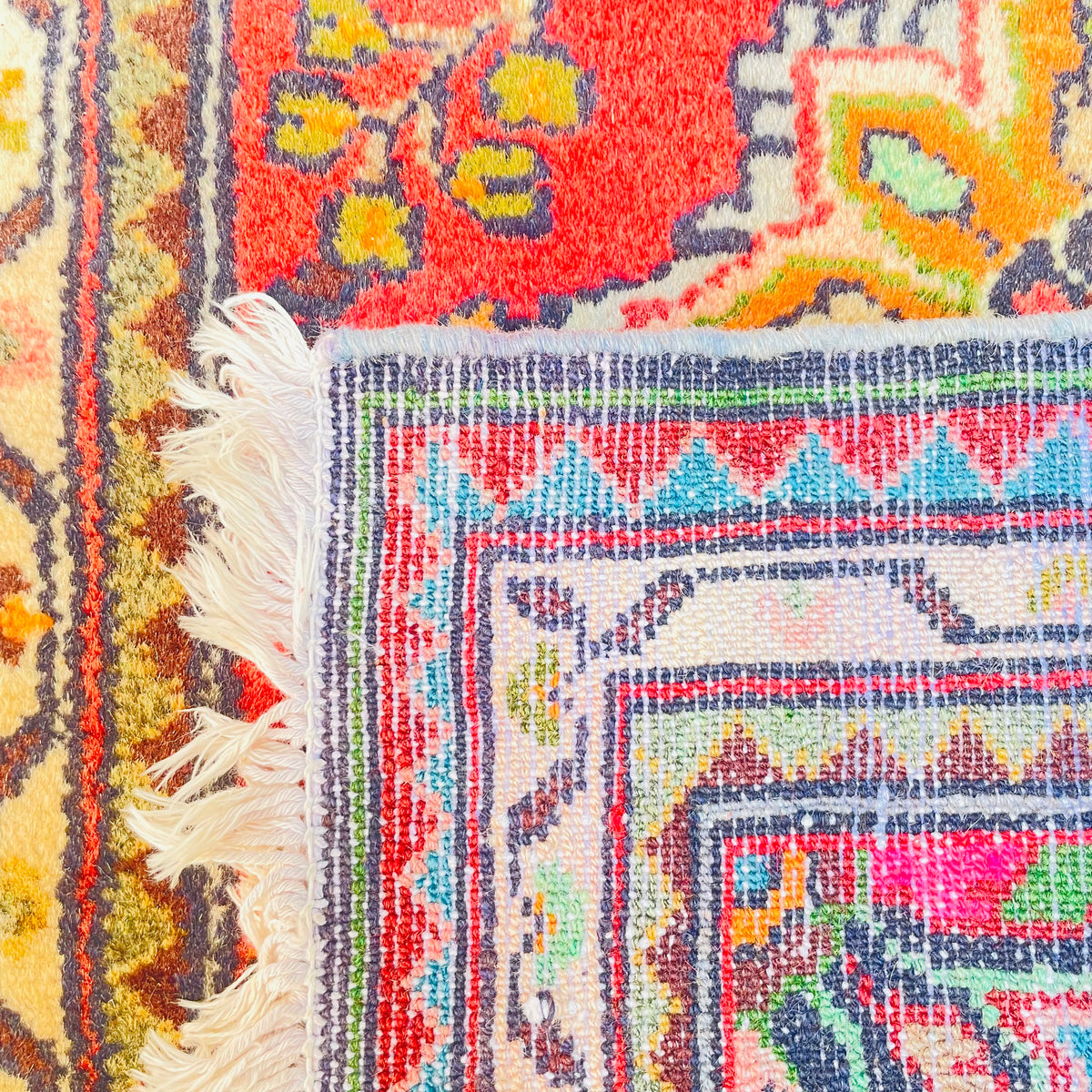 Orientteppich Klein Rot Blüten Medaillon, handgeknüpftes Unikat – Ansicht 9