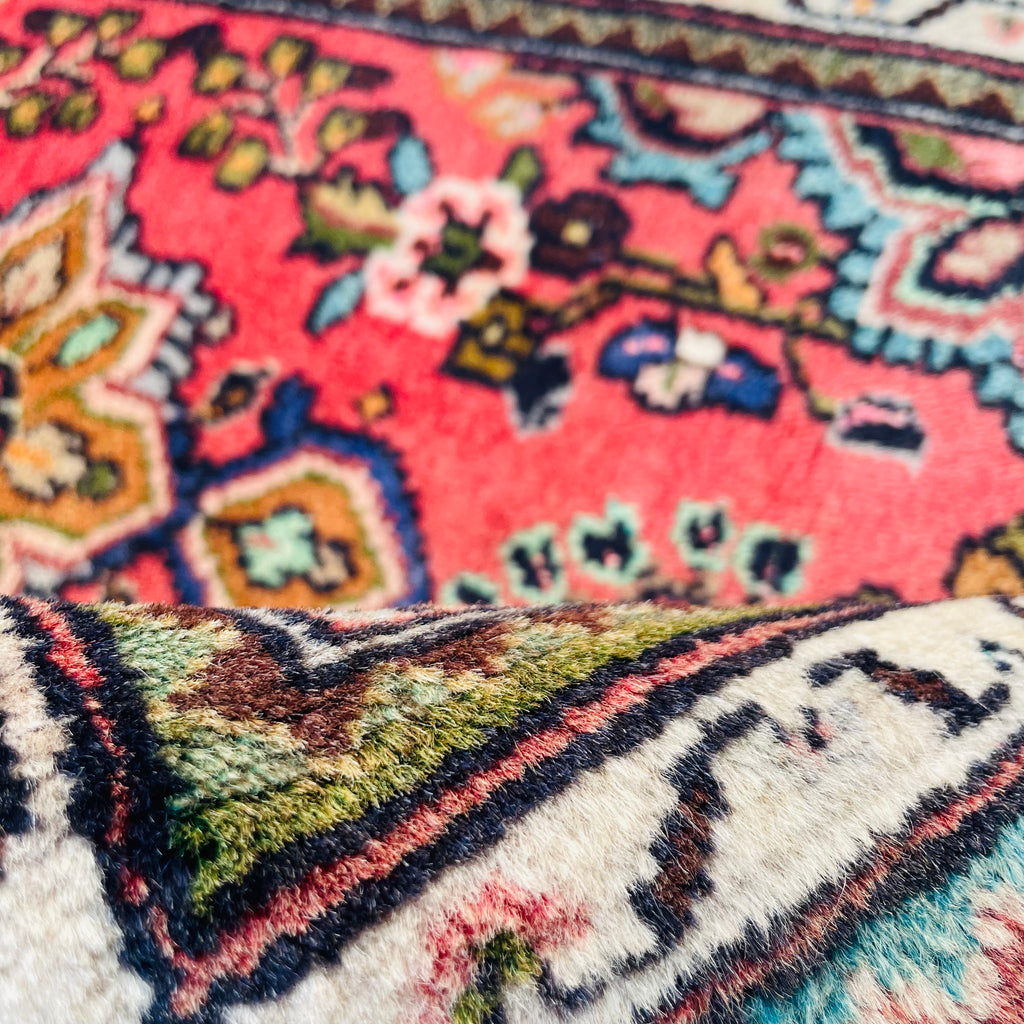 Orientteppich Klein Rot Blüten Medaillon, handgeknüpftes Unikat – Ansicht 7