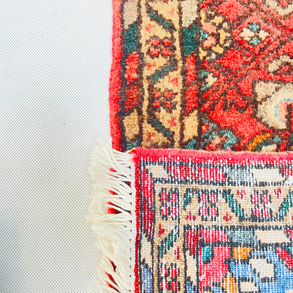 Orientteppich Klein Rot Creme Medaillon, handgeknüpftes Unikat – Ansicht 9