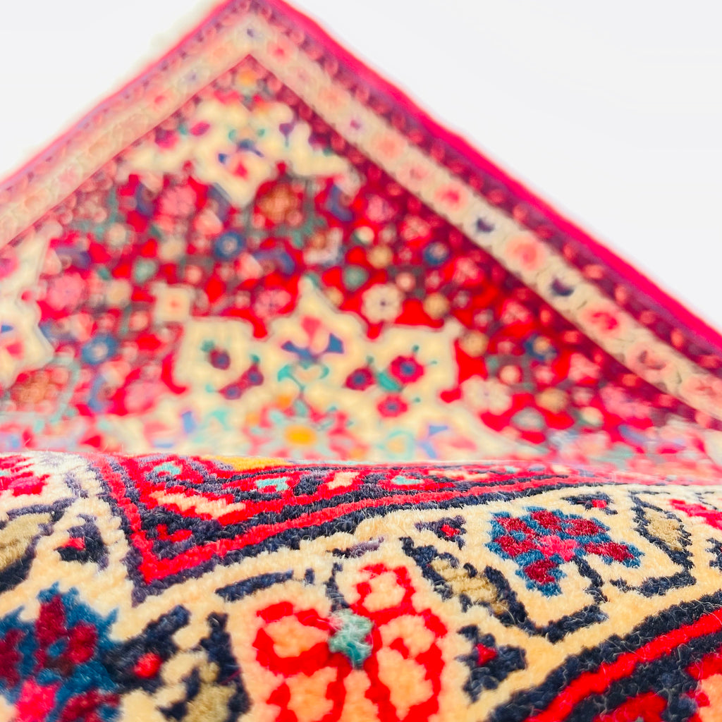 Orientteppich Rot Creme Türkis Medaillon, handgeknüpftes Unikat – Ansicht 7