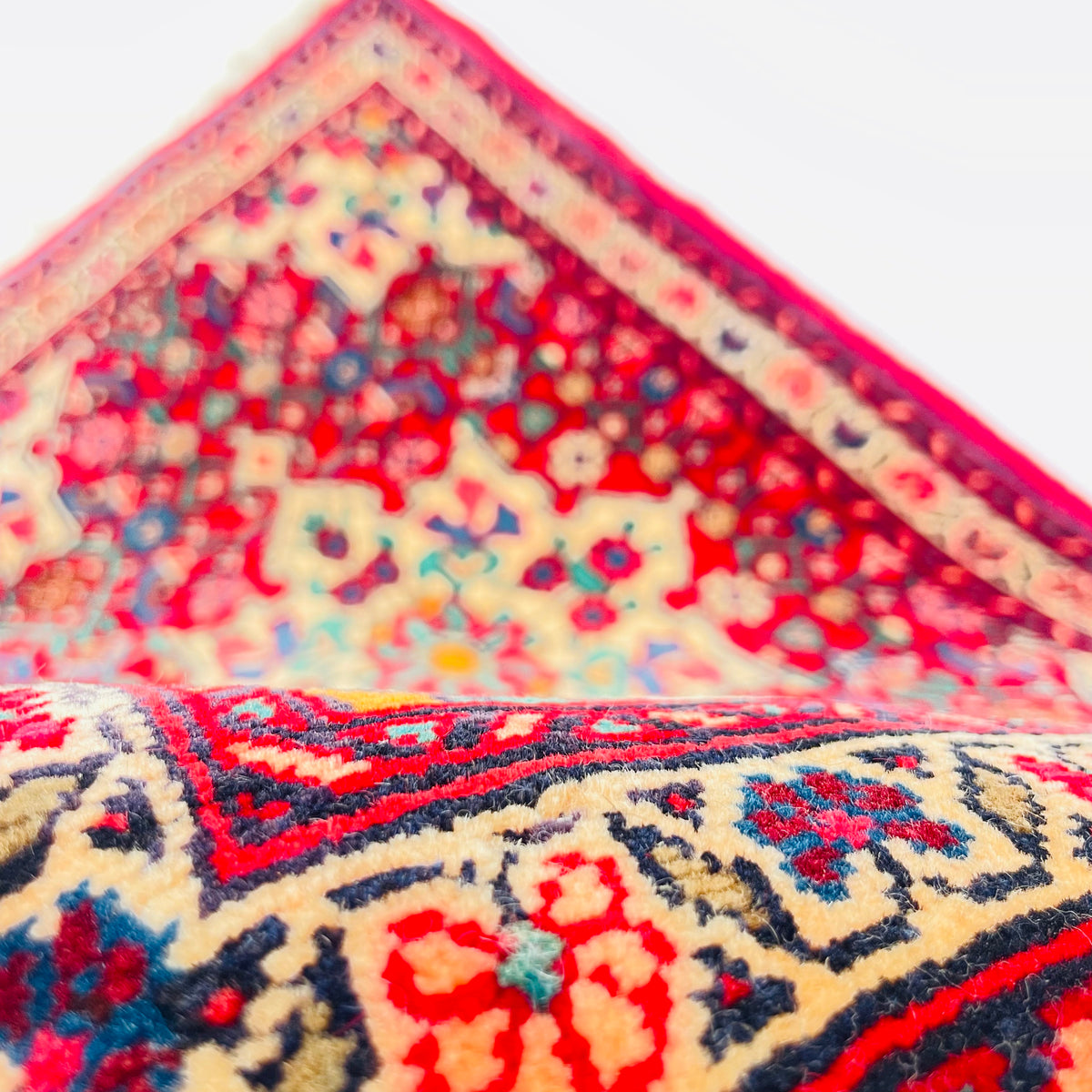 Orientteppich Rot Creme Türkis Medaillon, handgeknüpftes Unikat – Ansicht 7