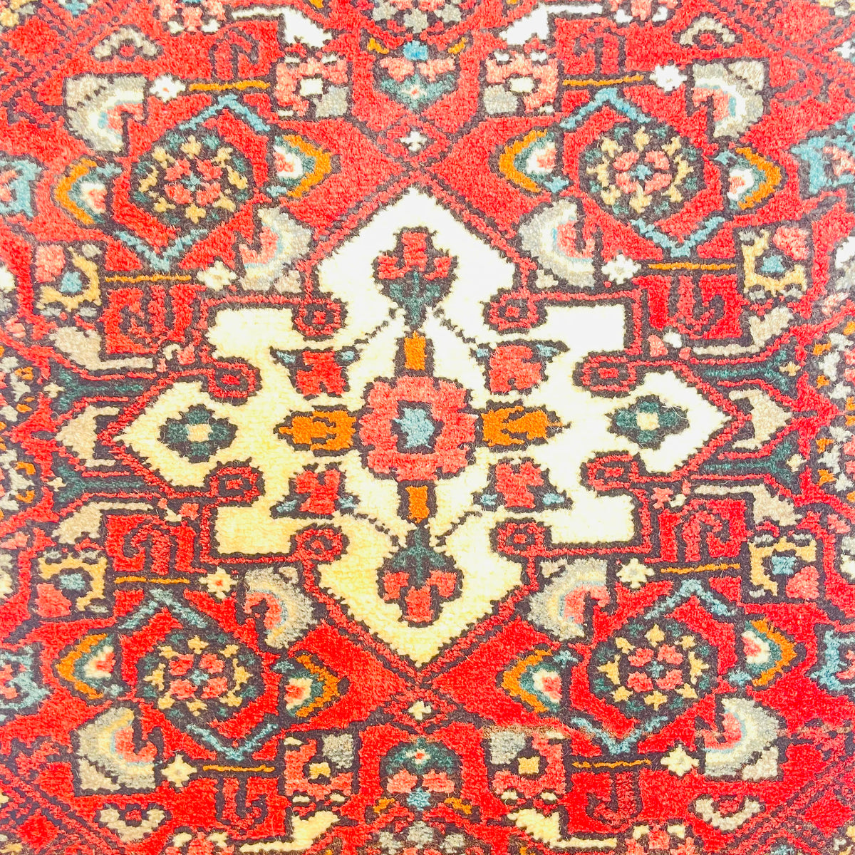 Orientteppich Klein Rot Creme Medaillon, handgeknüpftes Unikat – Ansicht 6